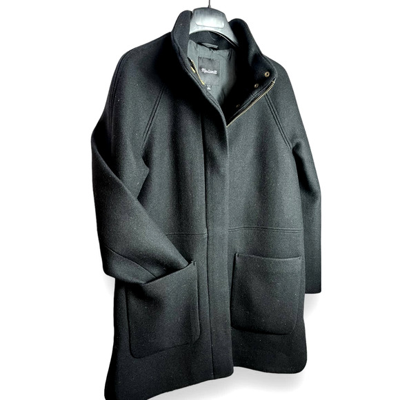 Madewell Estate Cocoon Coat in Insuluxe Fabric, Wool | Size Small, Black NEW - Picture 4 of 10